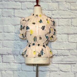 Women's Pink Floral Peplum Blouse